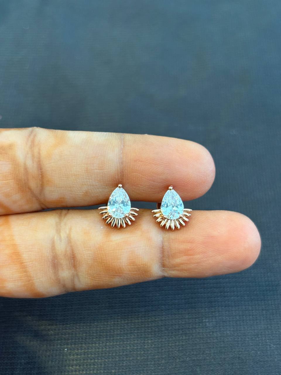 Silver malar stud with rosegold finish