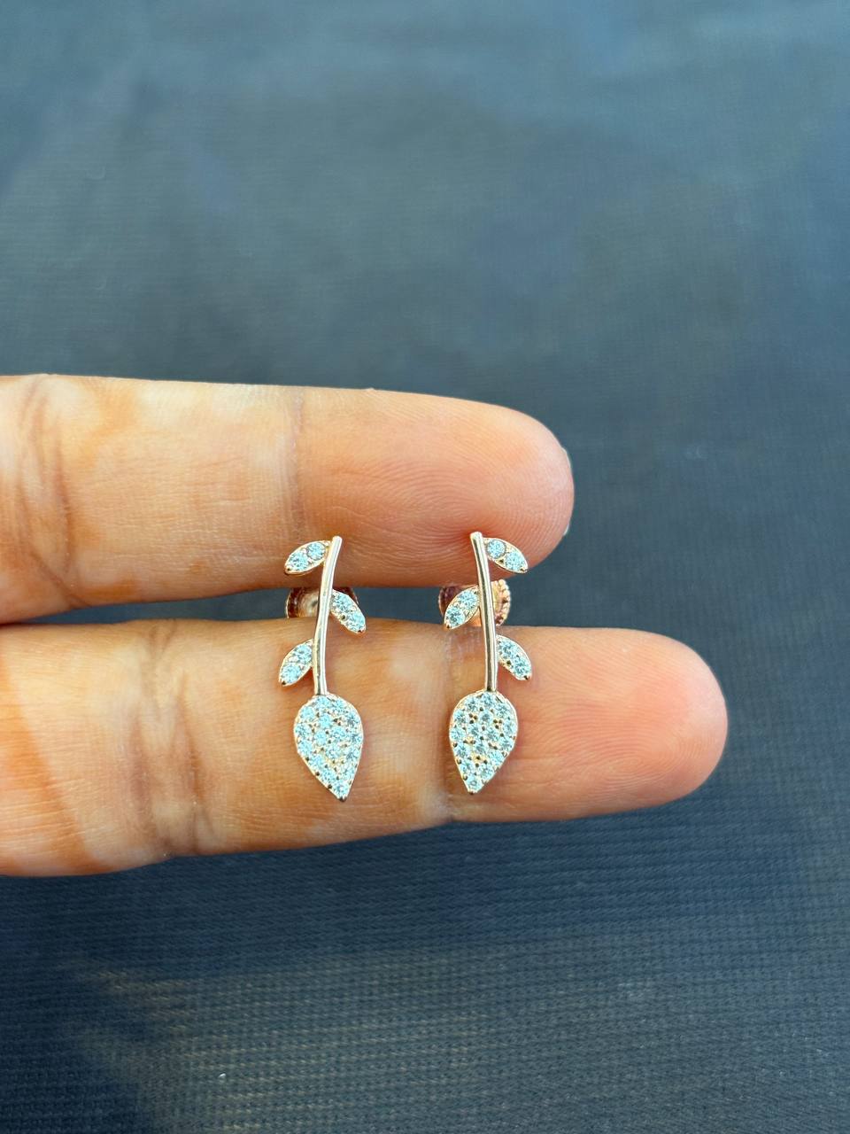 Silver deva stud with rosegold finish