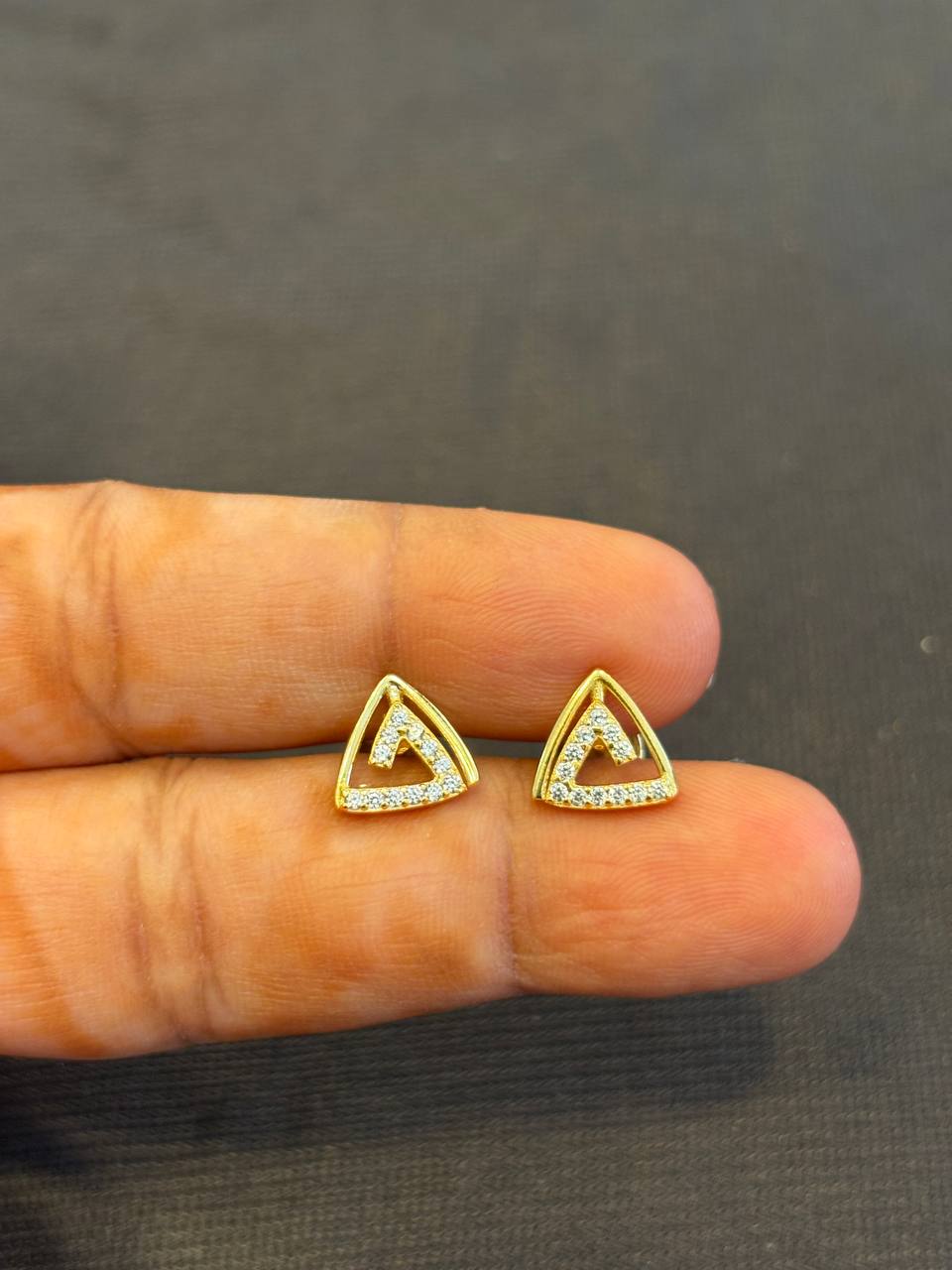 Silver double traingle stud with gold finish