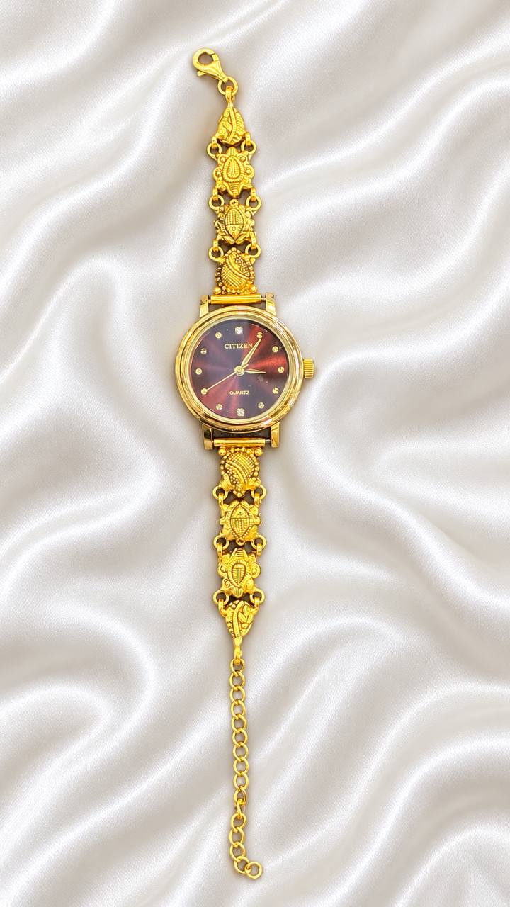 Silver adhivika watch with antique finish