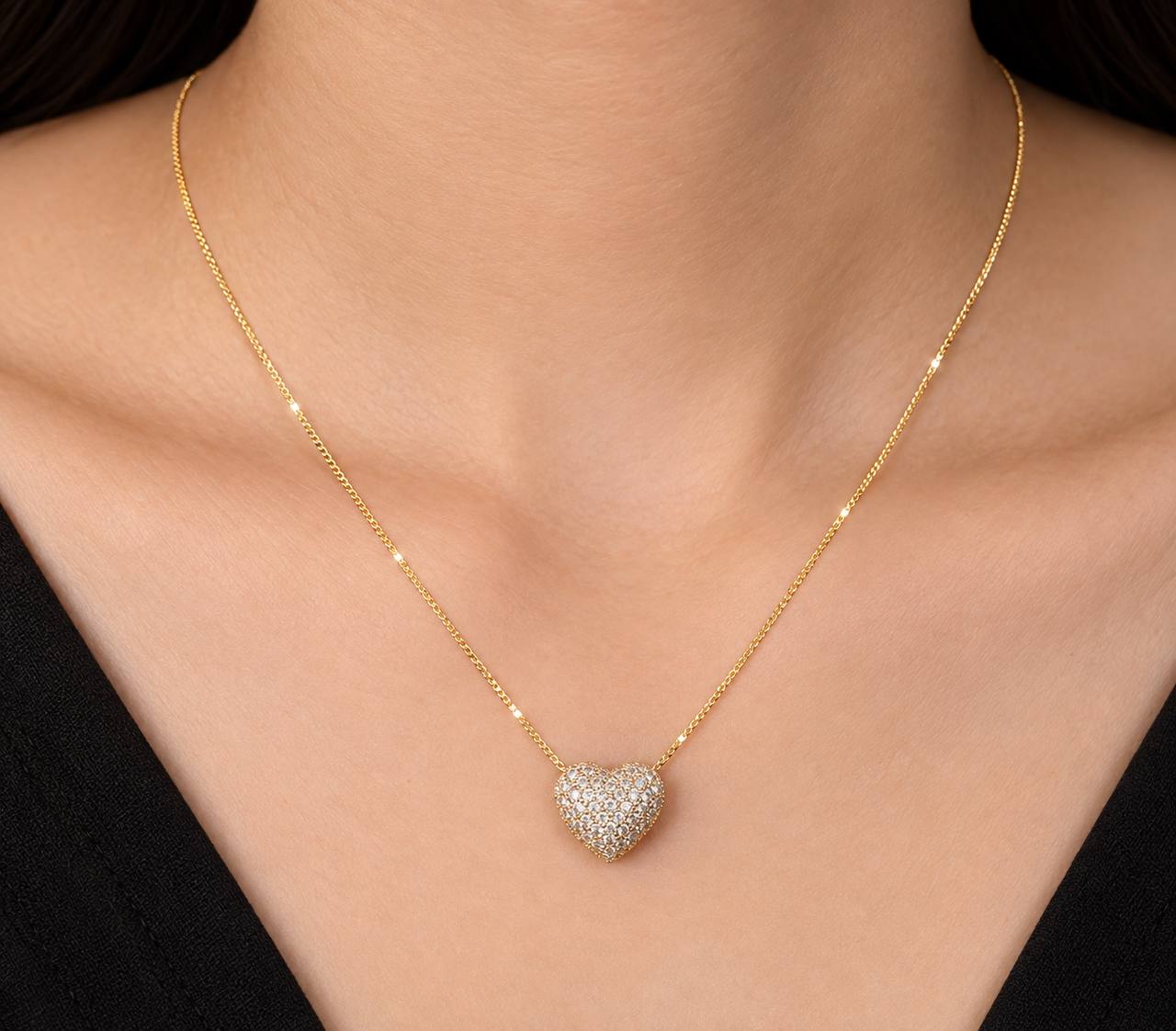 18 kt heart chain with gold finish