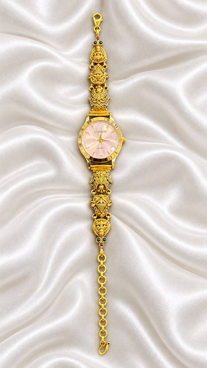 Silver iyal watch with antique finish