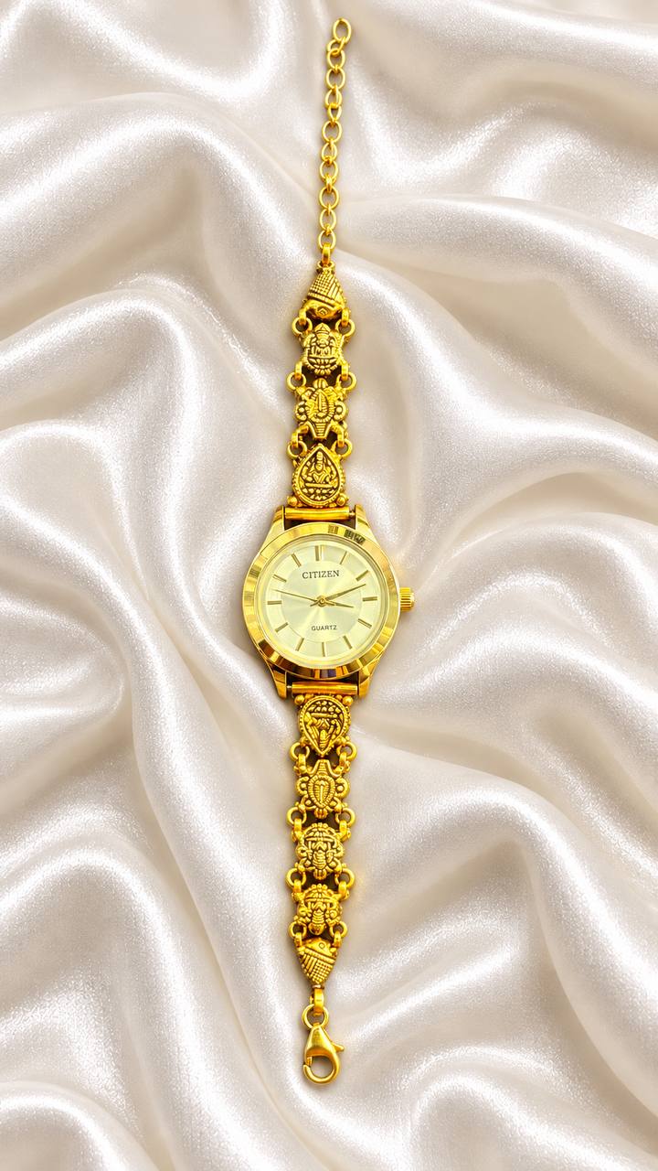 Silver purna watch with antique finish