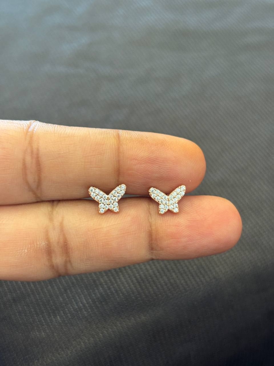 Silver stone butterfly with rosegold finish