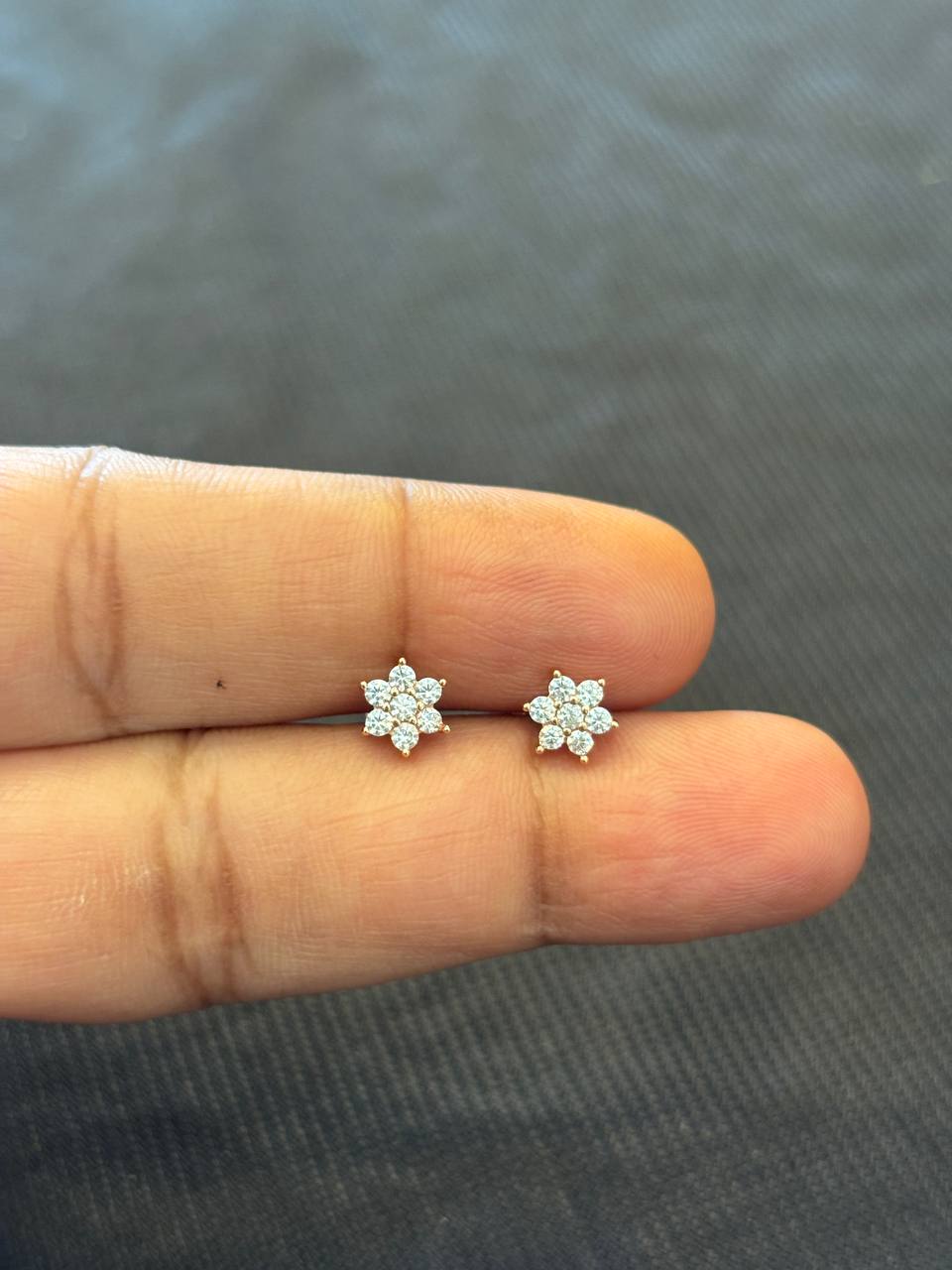 Silver seven stone stud with rosegold finish
