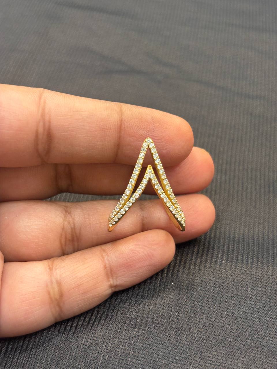 Silver kayal vanki ring with gold finish