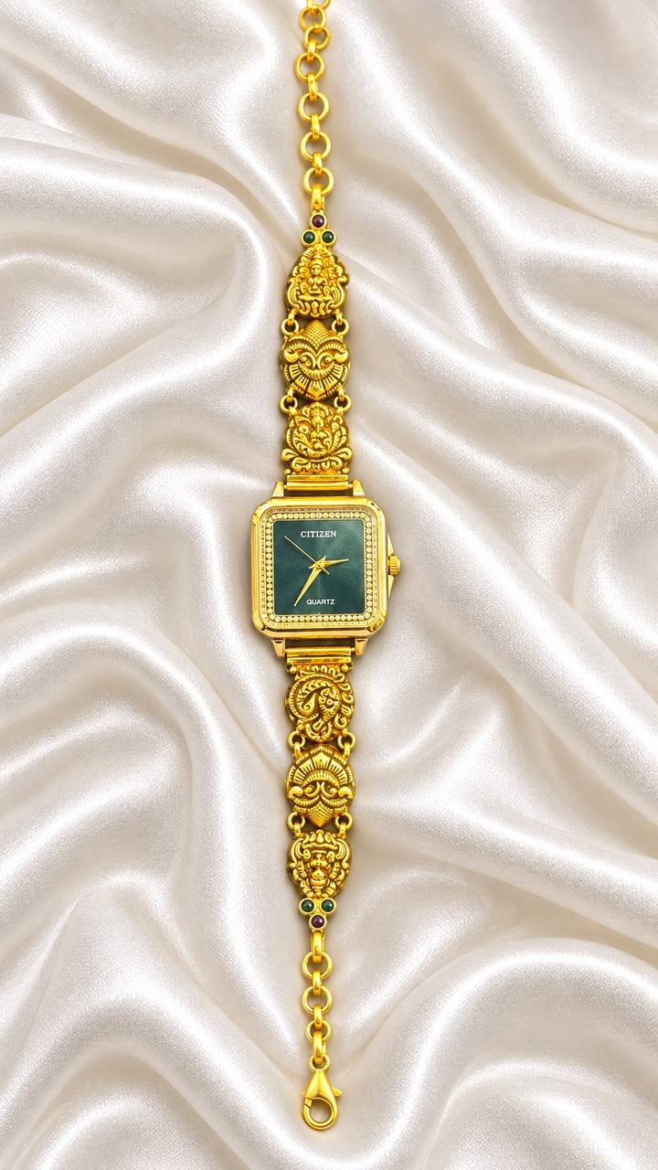 Silver esha watch with antique finish