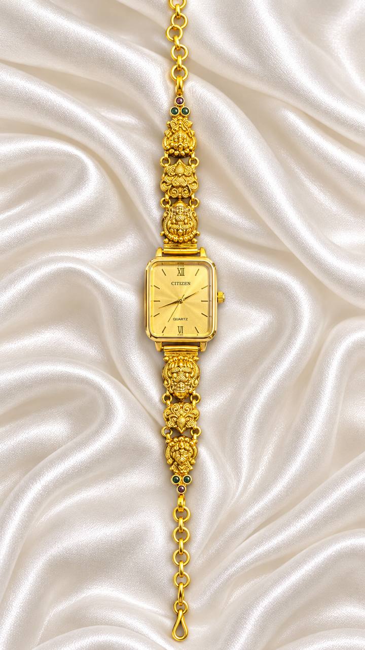 Silver tanishka watch with antique finish