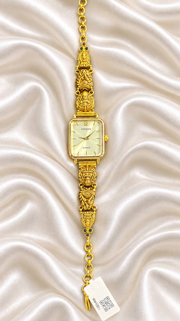 Silver kavya watch with antique finish