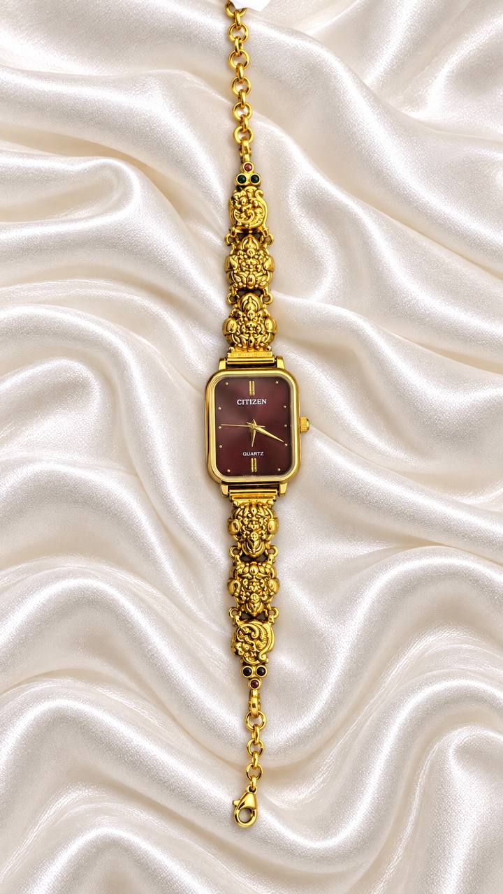 Silver ziya watch with antique finish