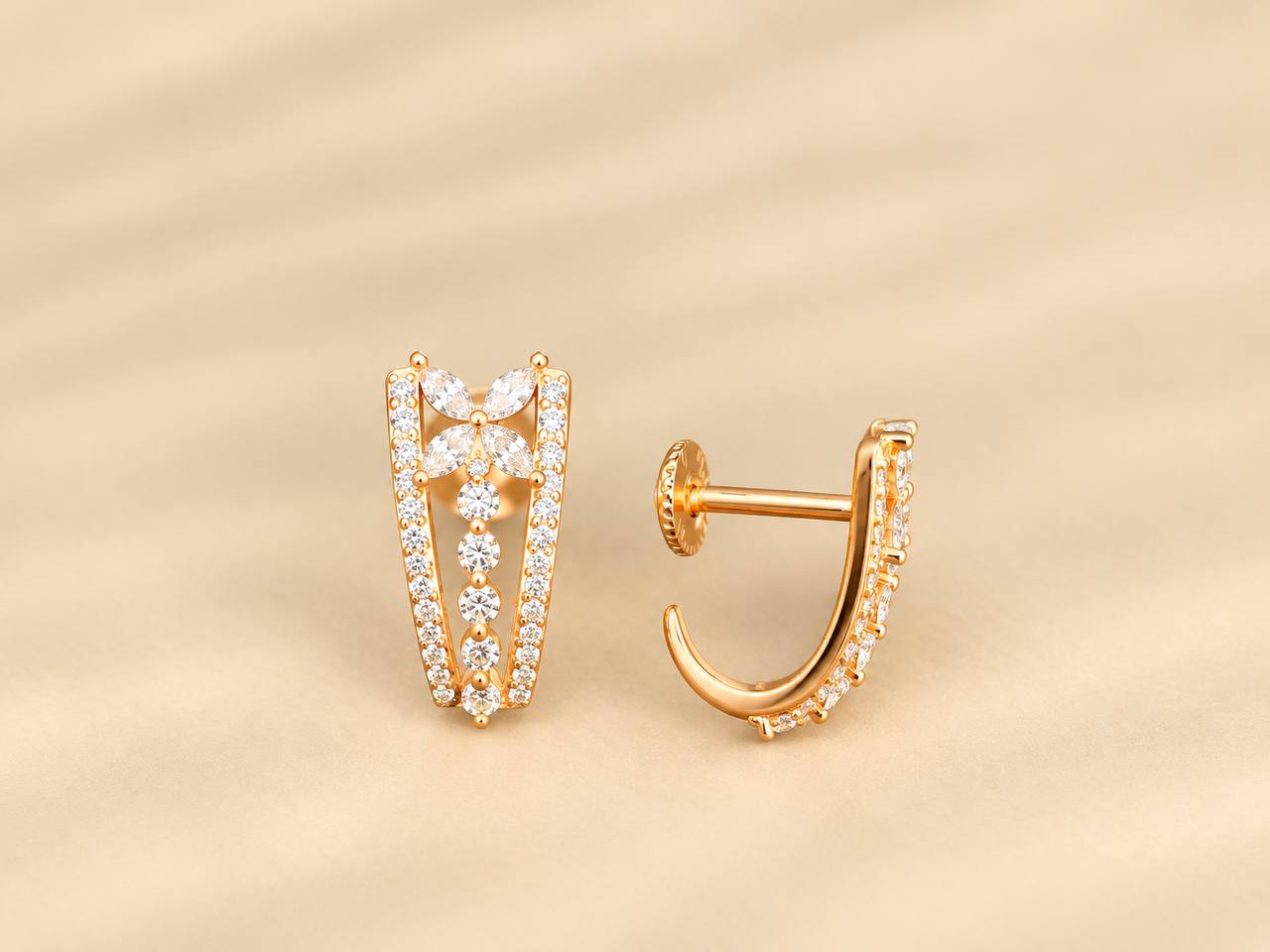 silver anusha1 stud with rosegold finish