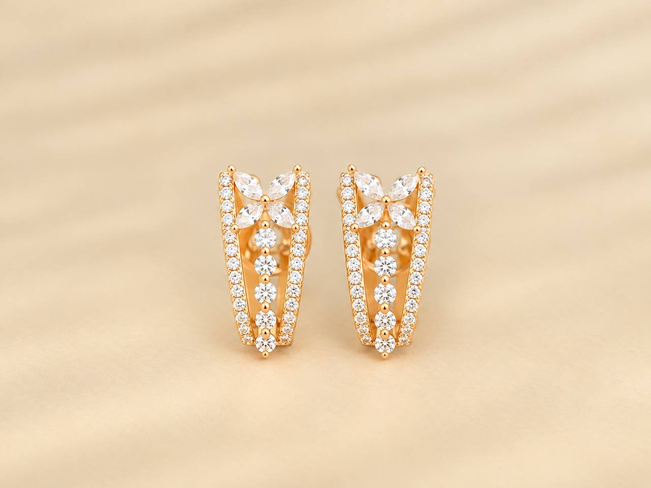 silver anusha1 stud with rosegold finish