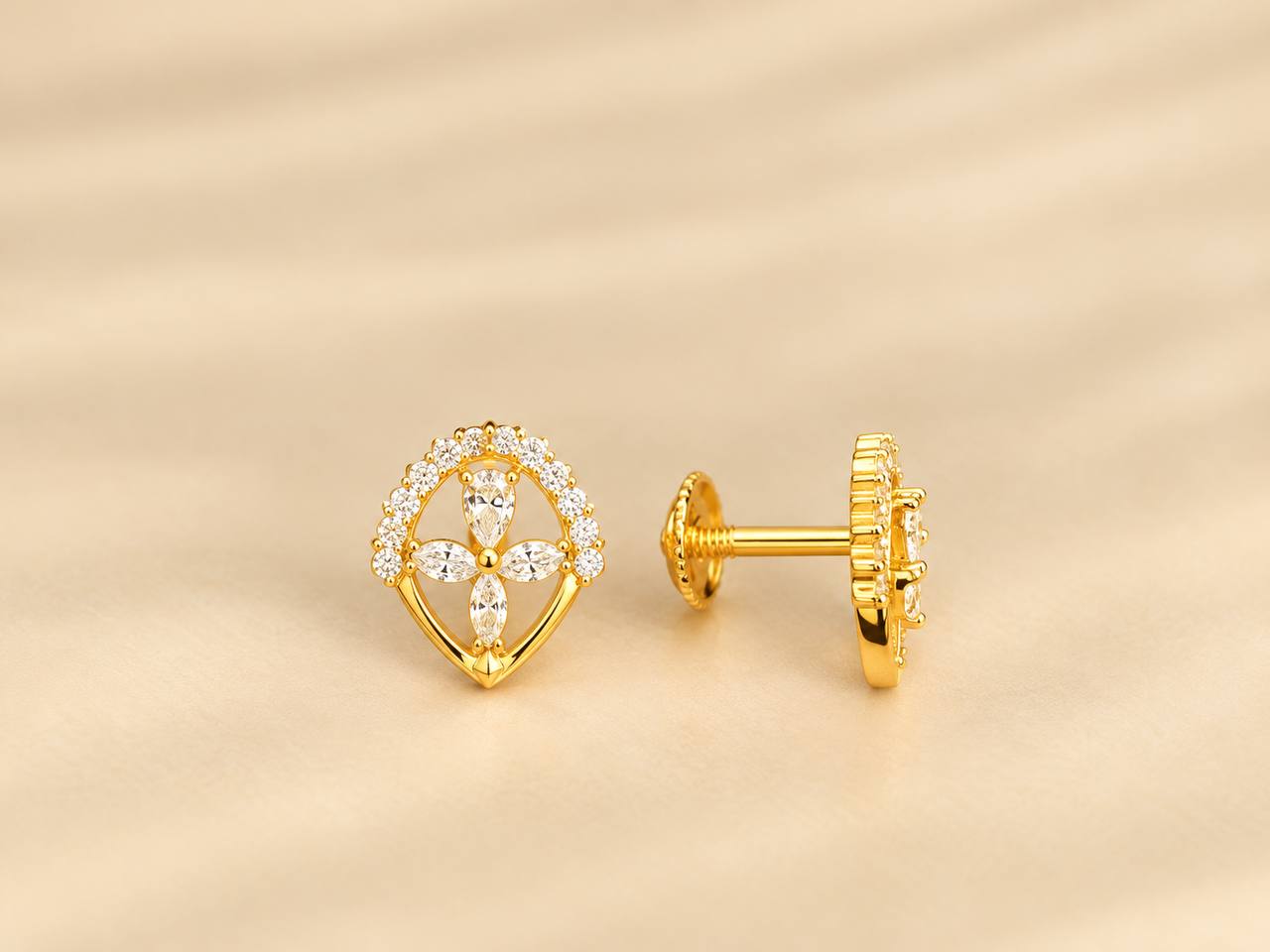 Silver kalai stud with gold finish