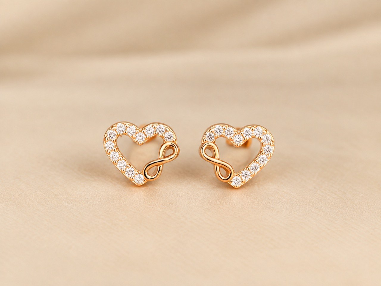 Silver meera stud with rosegold finish