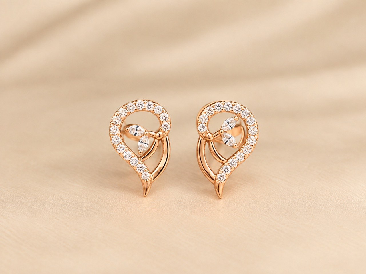 Silver lalidha1 stud with rosegold finish