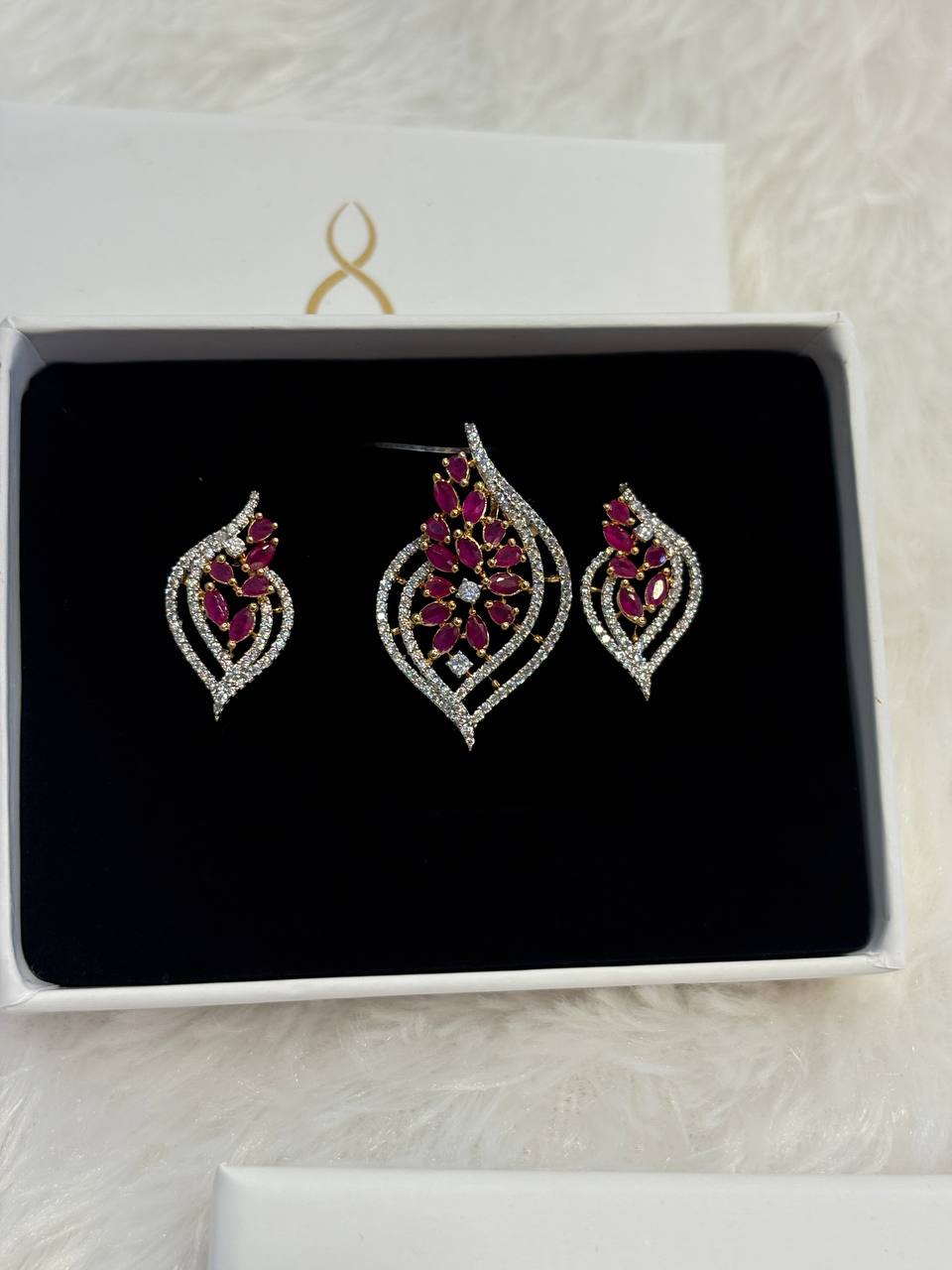 Silver diya pendant set with gold finish(without chain)