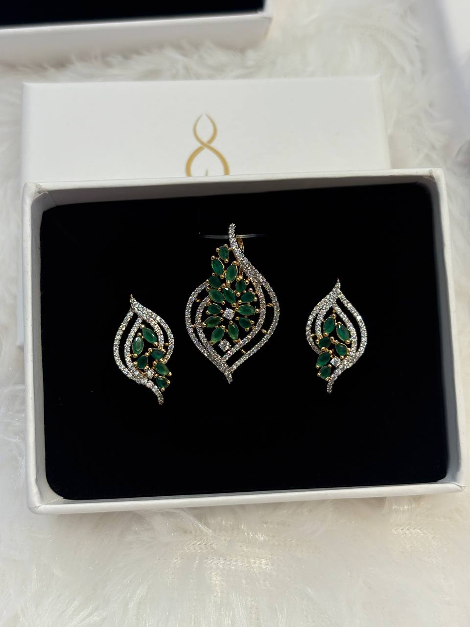 Silver kavya pendant set with gold finish(without chain)