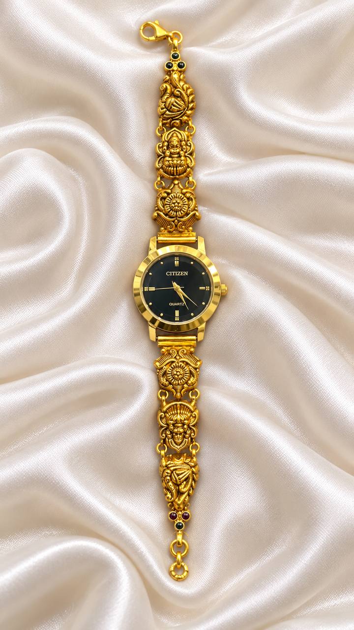 Silver magizhini watch with antique finish