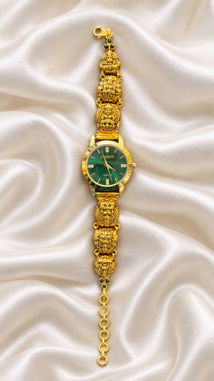 Silver yazhini watch with antique finish