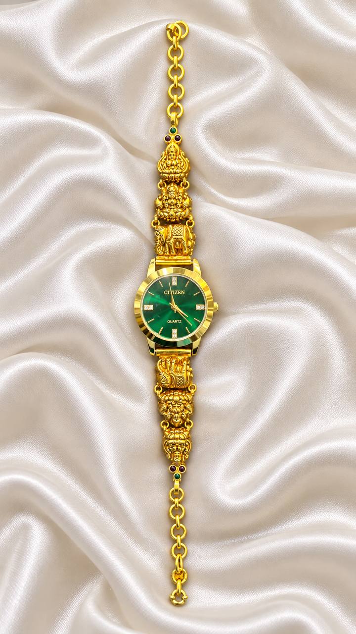 Silver riya watch with antique finish