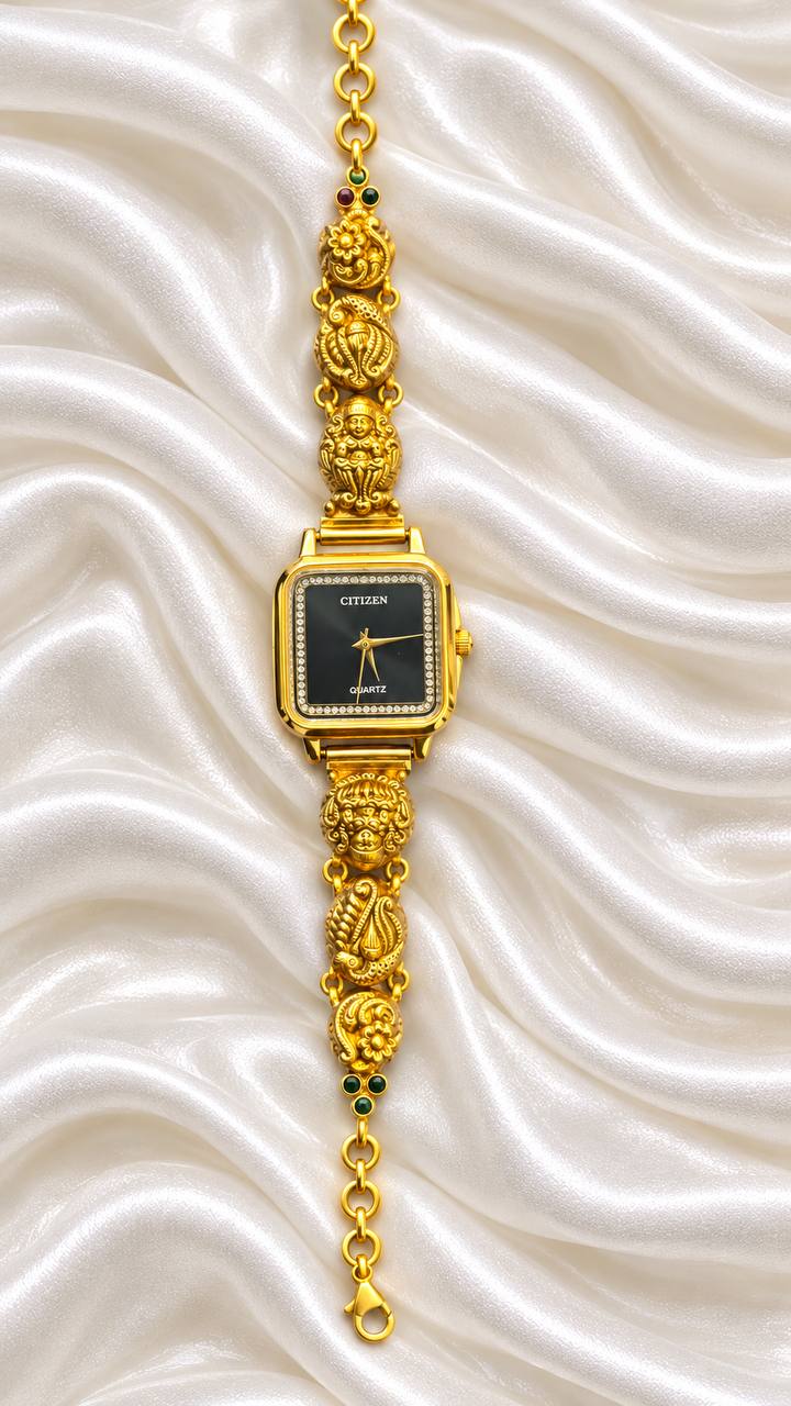 Silver lasya watch with antique finish