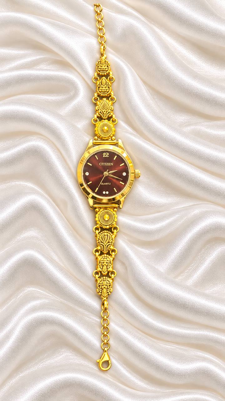 Silver shreya watch with antique finish
