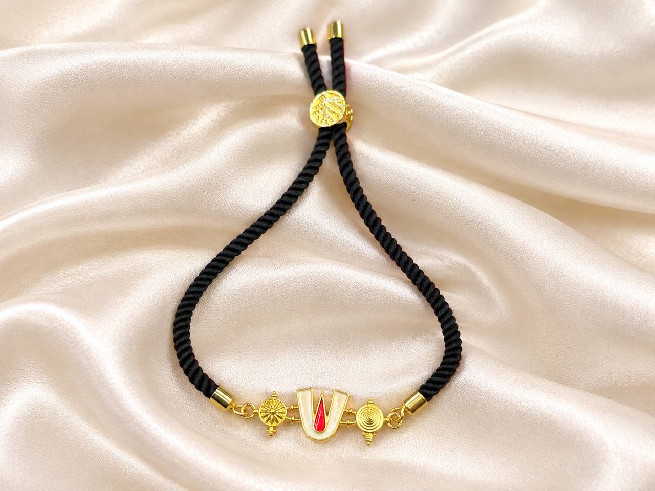 Silver kesava rope bracelet with gold finish