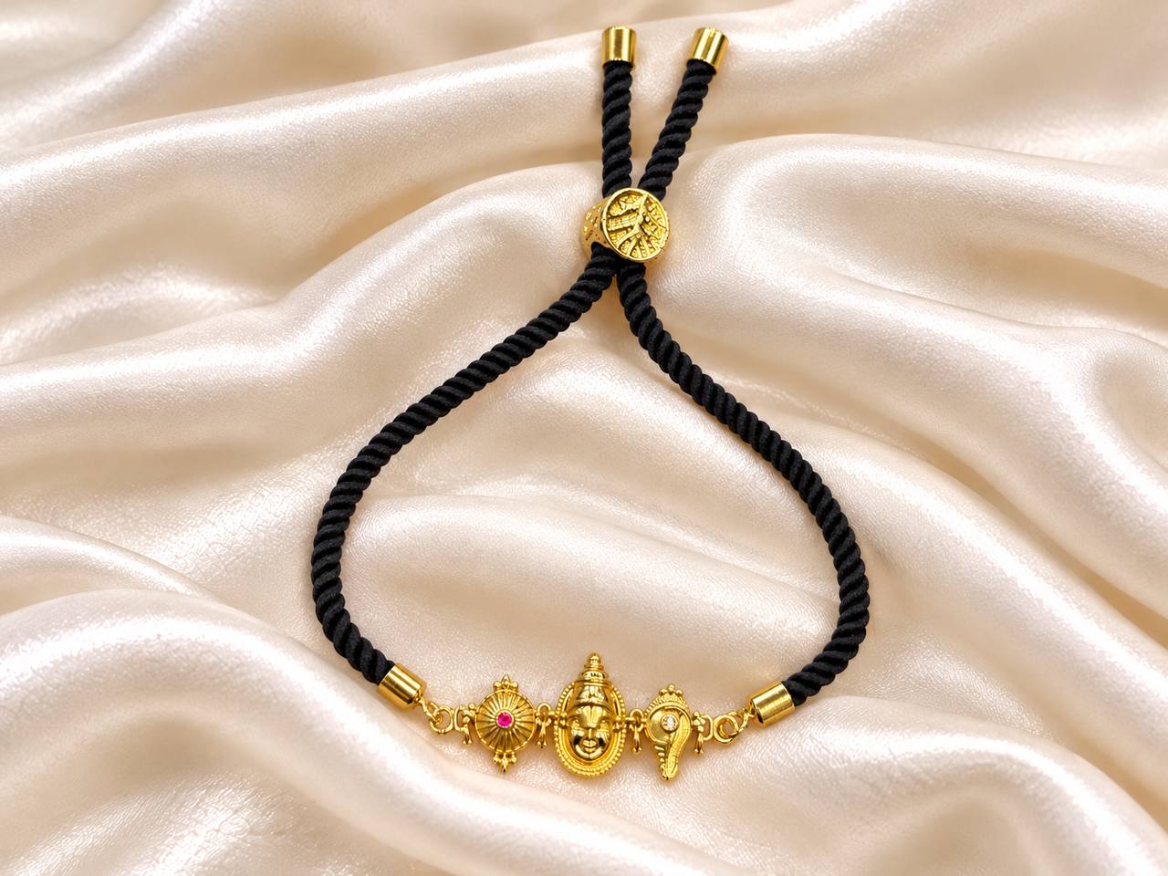 Silver nareyana rope bracelet with gold finish