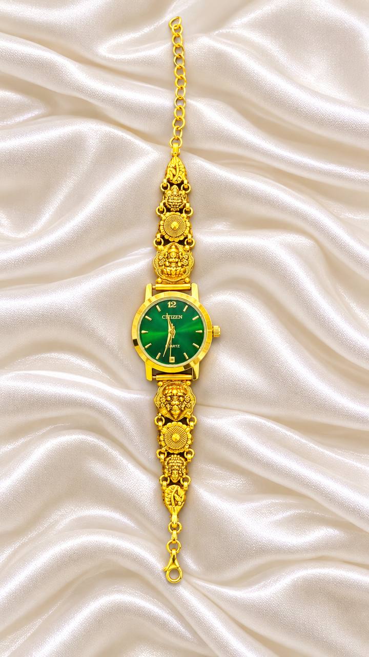 Silver kaniyal watch with antique finish