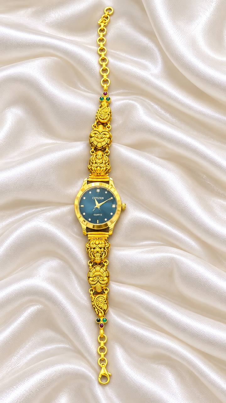 Silver tara watch with antique finish