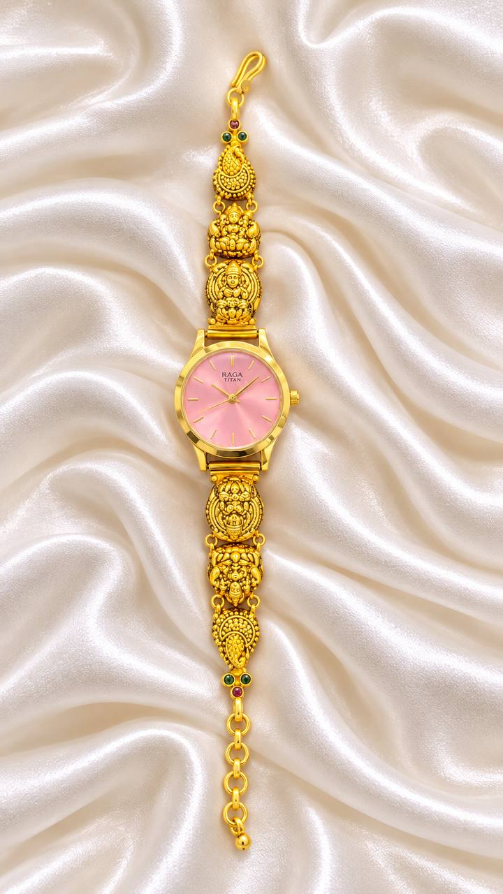 Silver yuva watch with antique finish