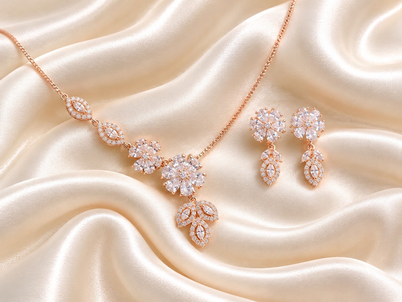 Silver nilara necklace with rosegold finish