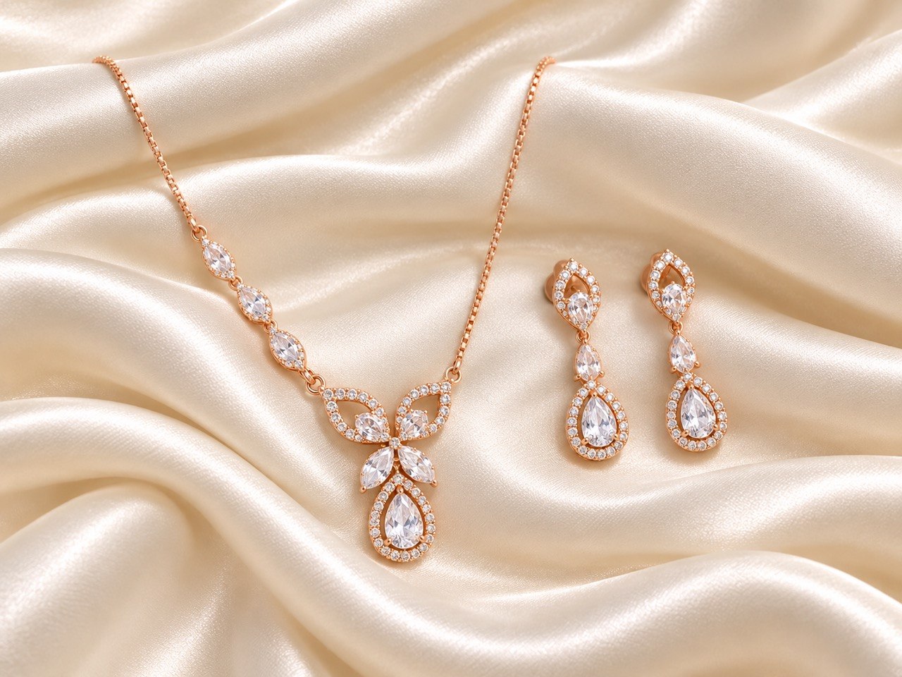 Silver iyalini necklace with rosegold finish