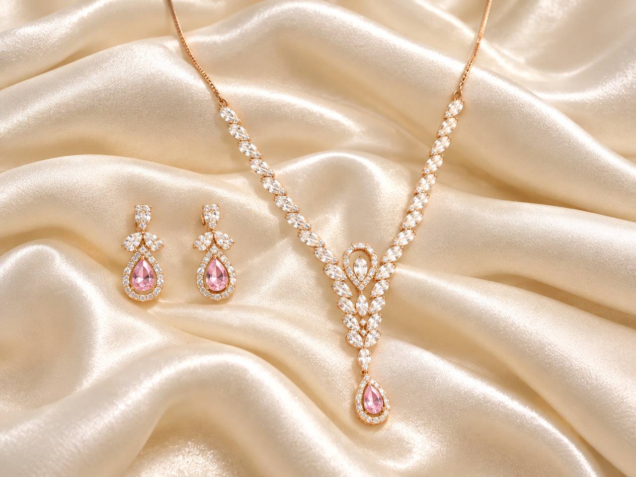Silver mathu necklace with rosegold finish