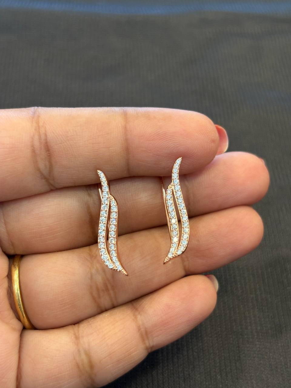 Silver liana earcuff with rose gold finish
