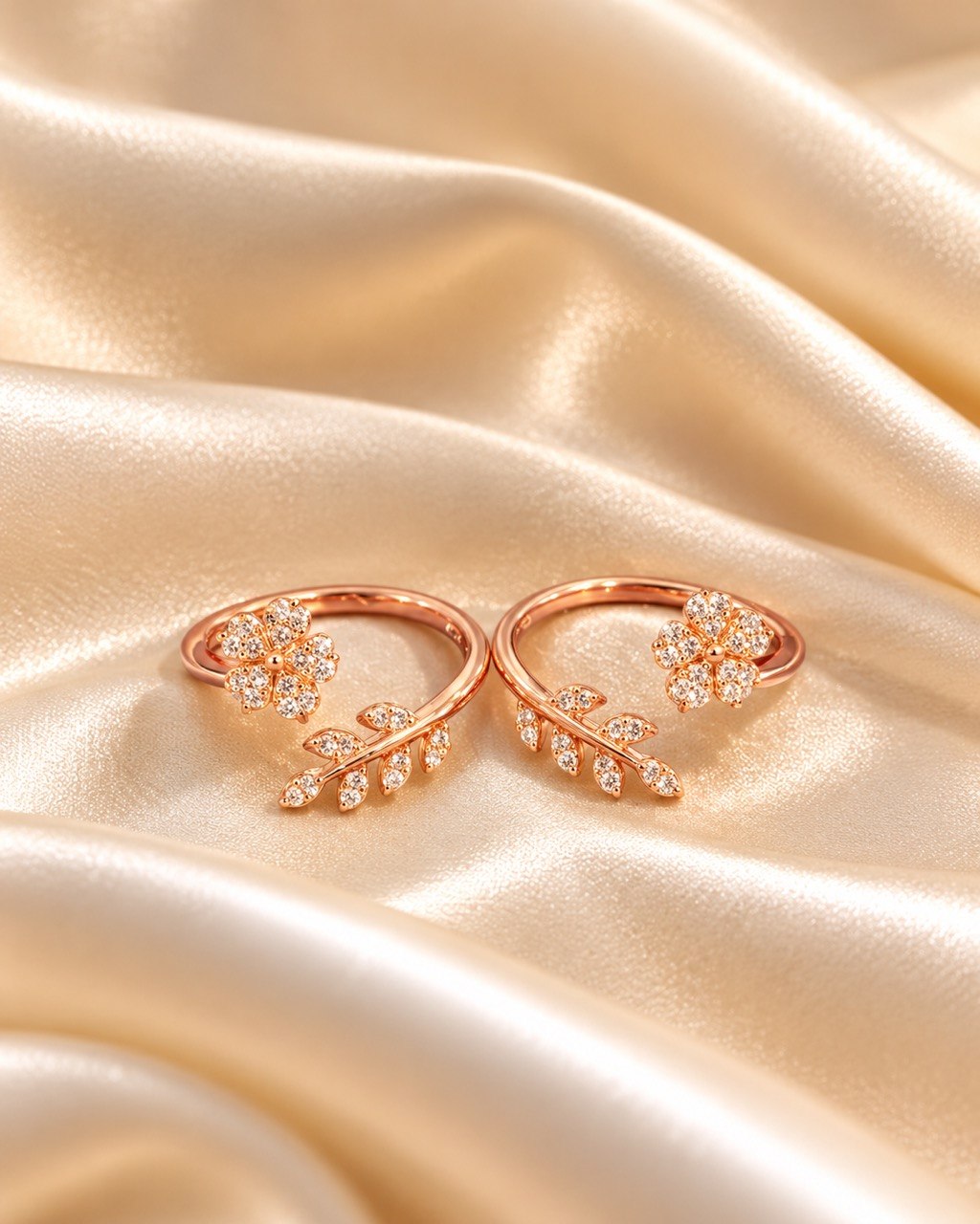 Silver amelia toe ring with rosegold finish