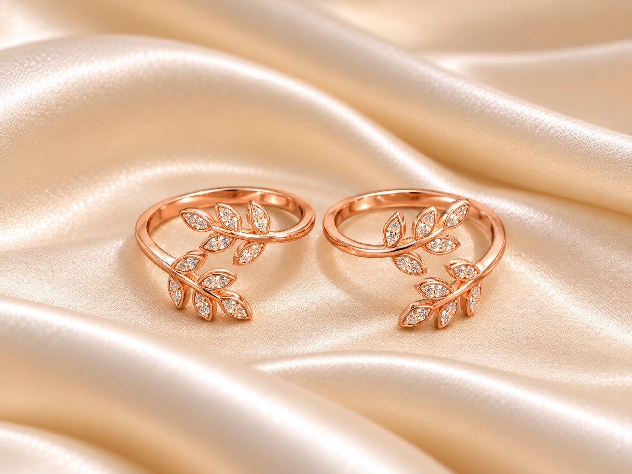 Silver ezhili toe ring with rosegold finish