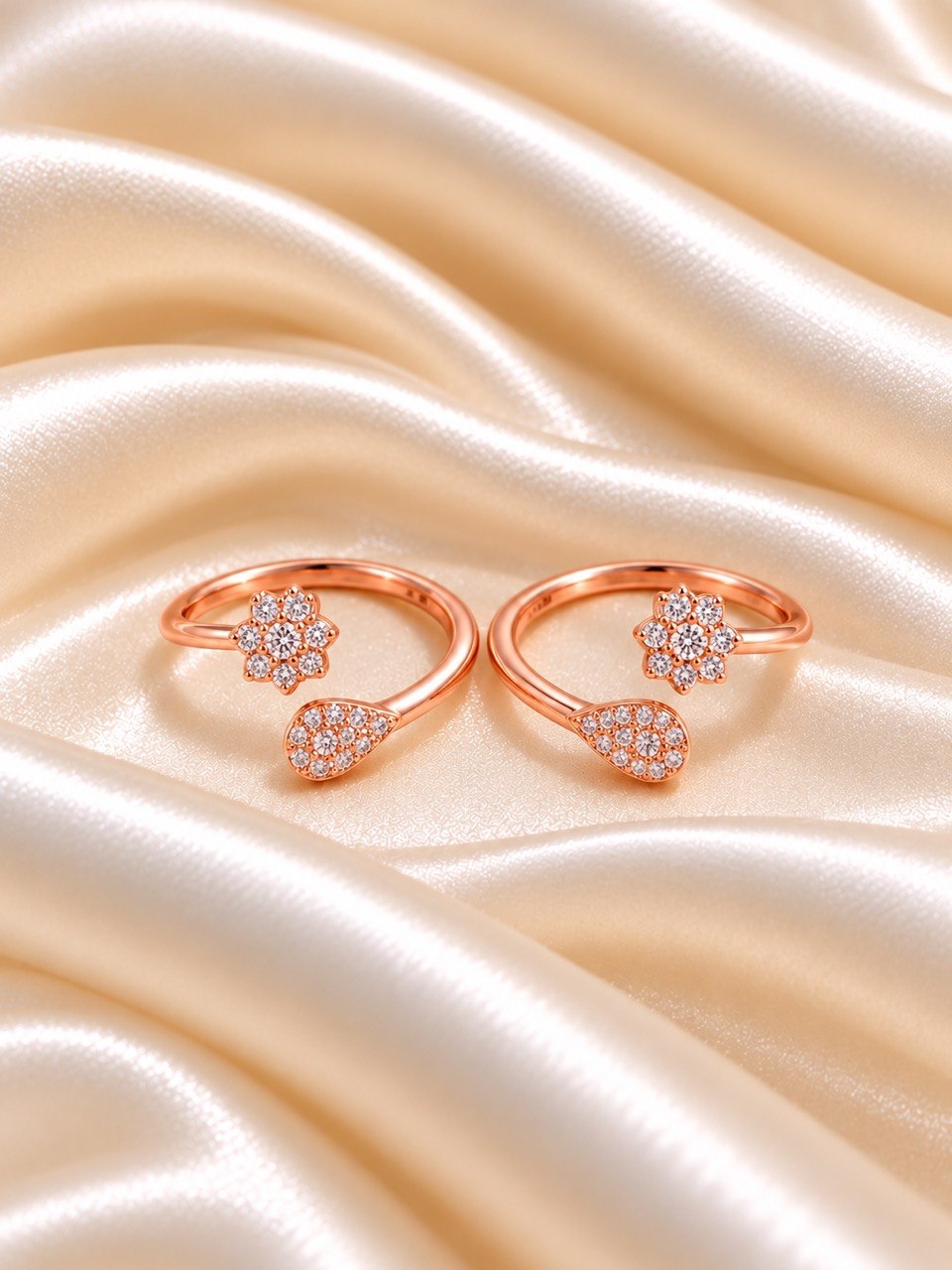 Silverb mia toe ring with rosegold finish