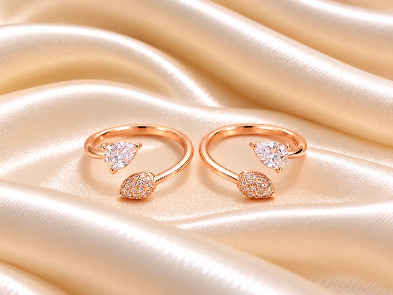 Silver luna white toe ring with rosegold finish