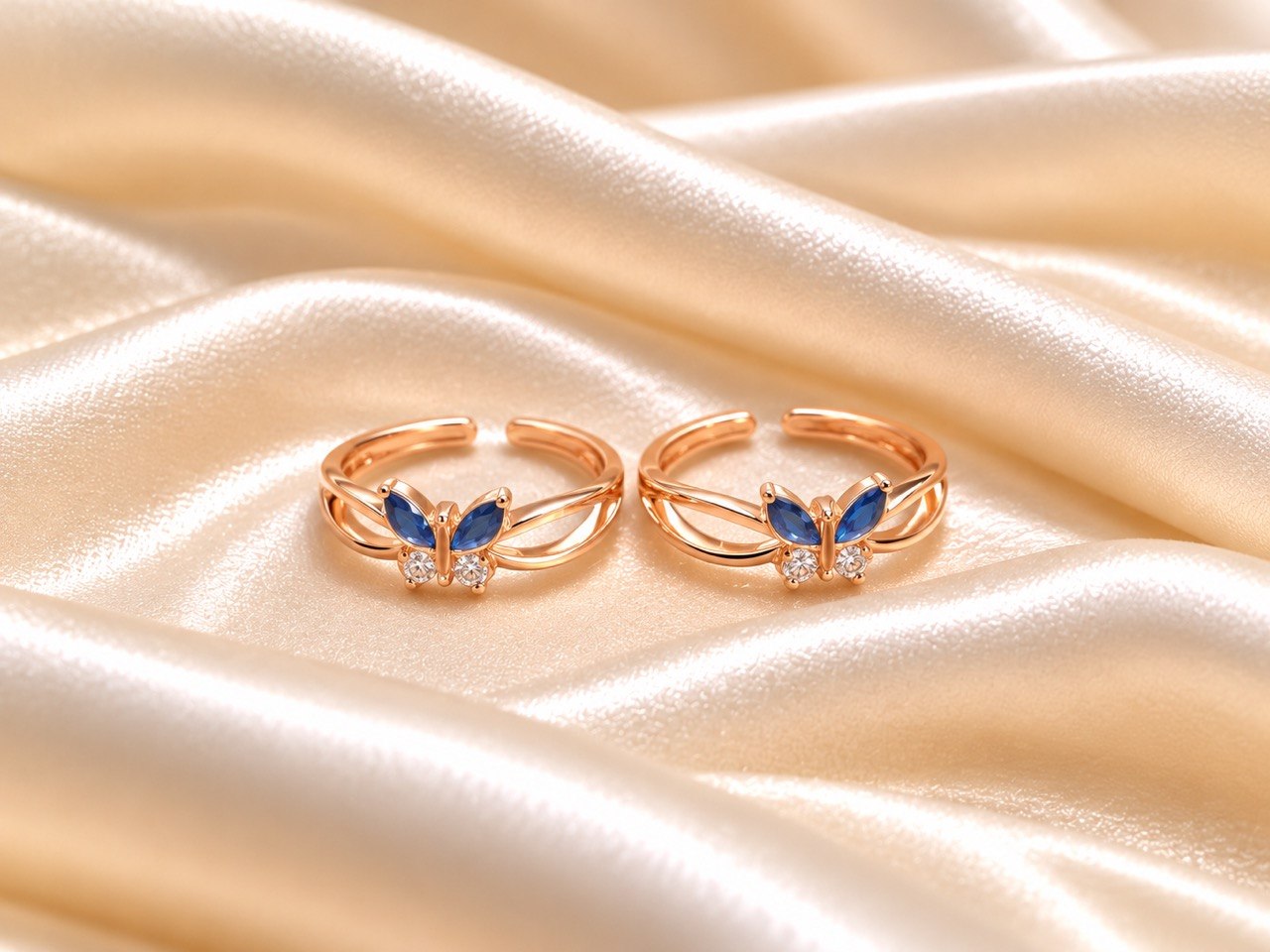 Silver iniyal toe ring with rosegold finish