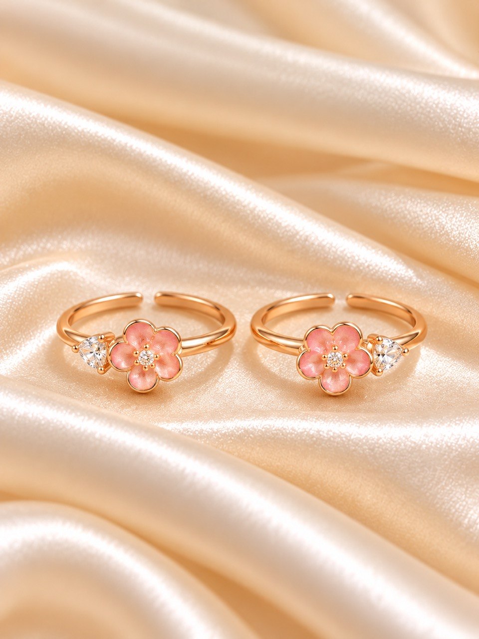 Silver aarna toe ring with rosegold finish