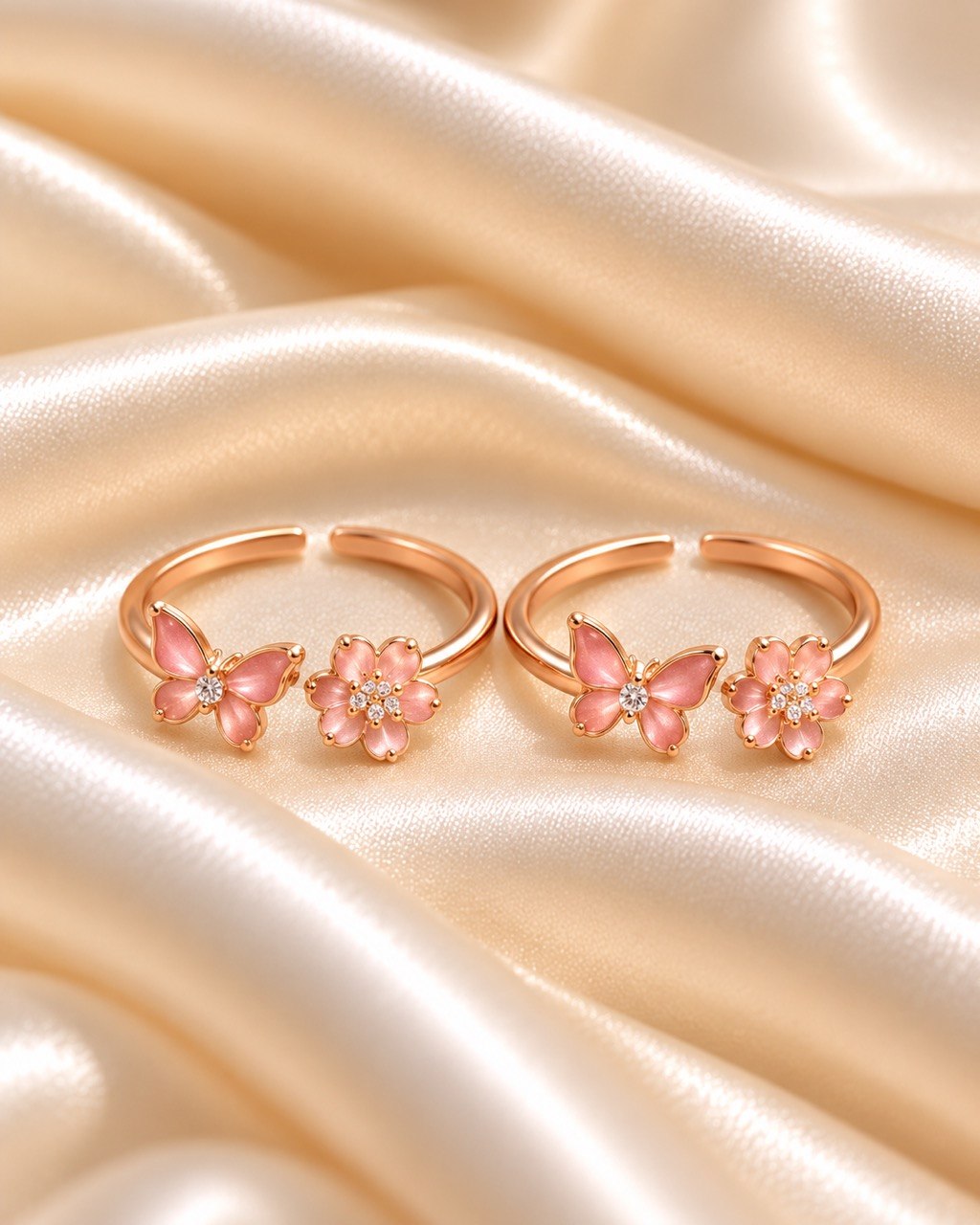Silver yazhisa toe ring with rosegold finish
