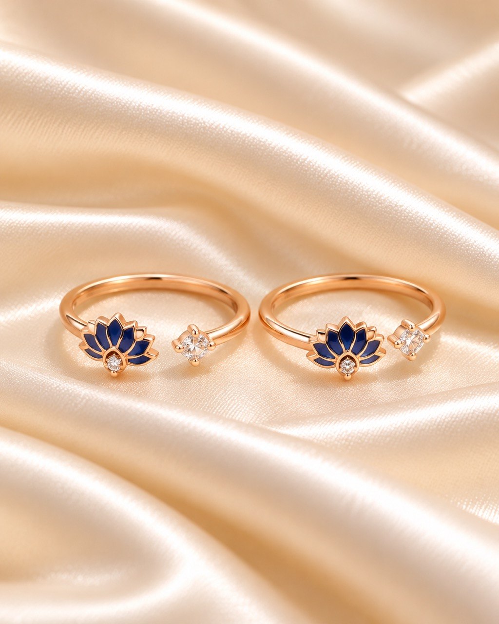 Silver ishani toe ring with rosegold finish