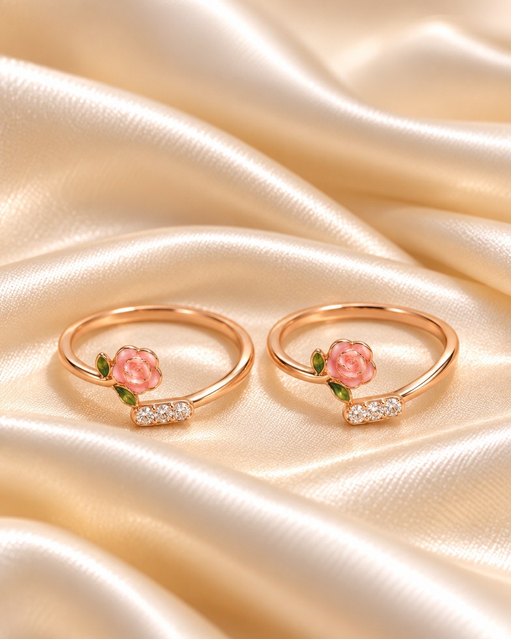 Silver anika toe ring with rosegold finish