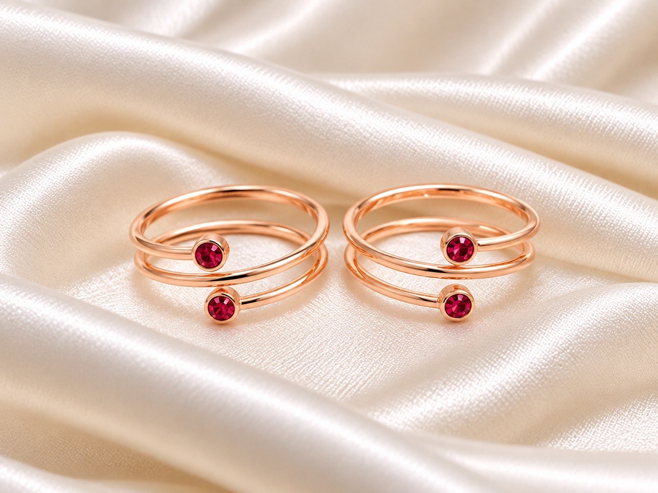 Silver lia pink toe ring with rosegold finish
