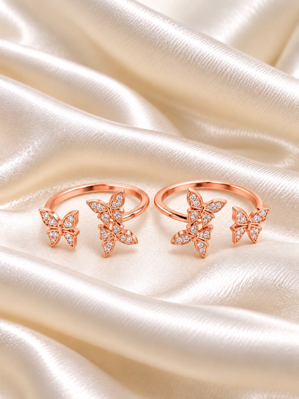 Silver oviya toe ring with rosegold finish