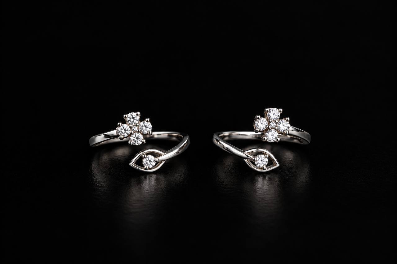 Silver riya toe ring