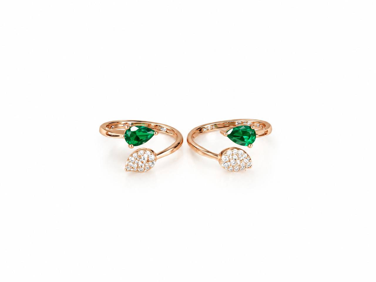 Silver luna green toe ring with rosegold finish