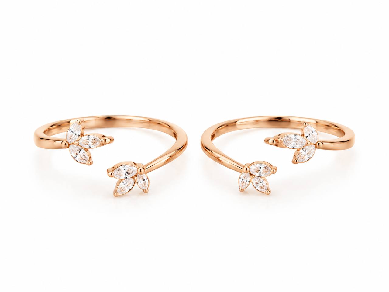 Silver aira white toe ring with rosegold finish