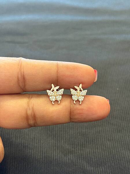 silver tinyflies stud with rosegold finish